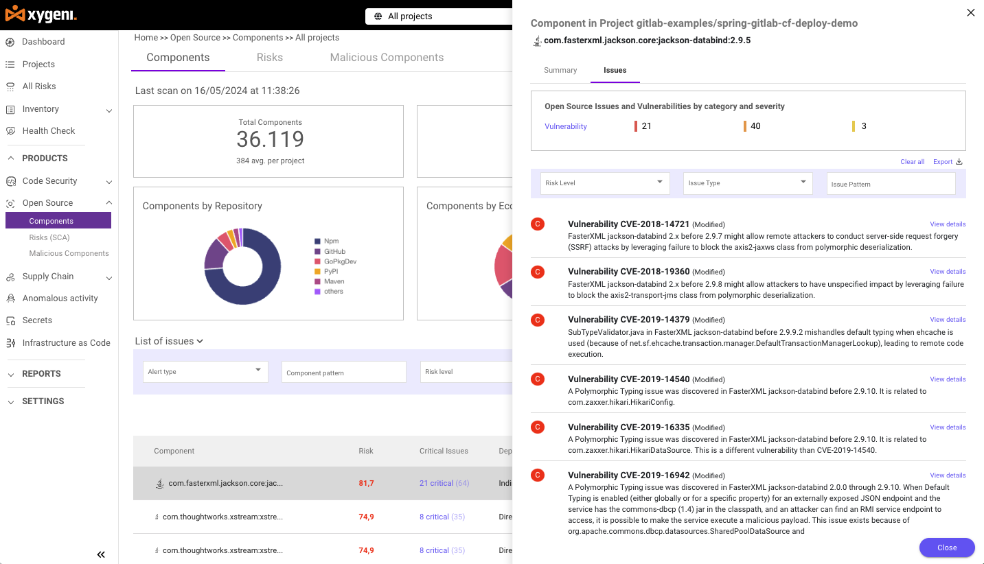 screenshot of Xygeni Security